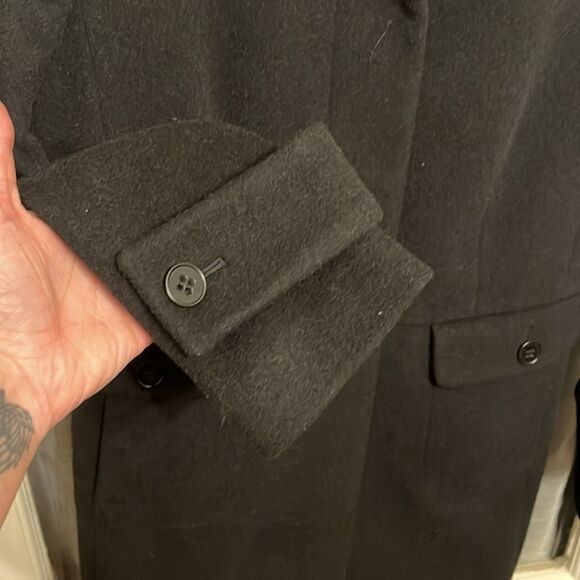 Talbots Petite Black Wool and Angora Rabbit Fur Blend Long Coat - Picture 2 of 16